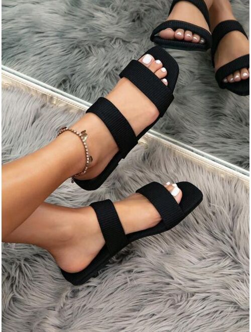 Cosy Zone0 Women Minimalist Double Strap Slide Sandals, Polyester Elegant Sandals