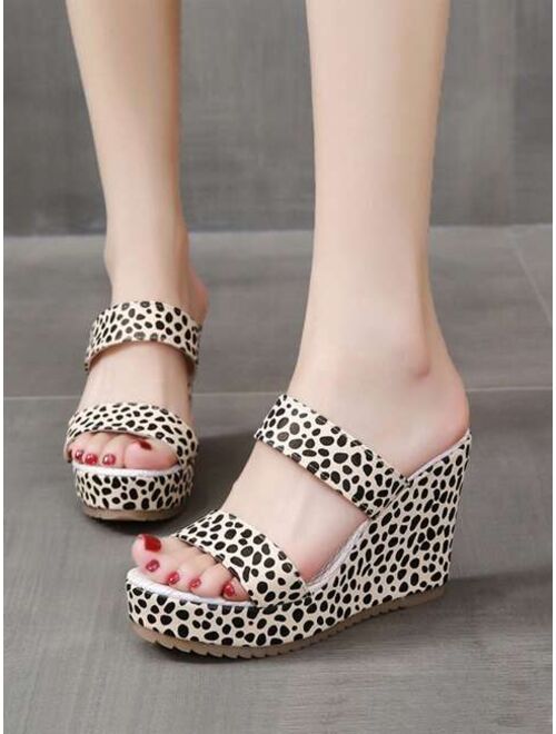 WJZMGFQ Women Dalmatian Print Sandals, Fashion Summer Wedge Slide Sandals