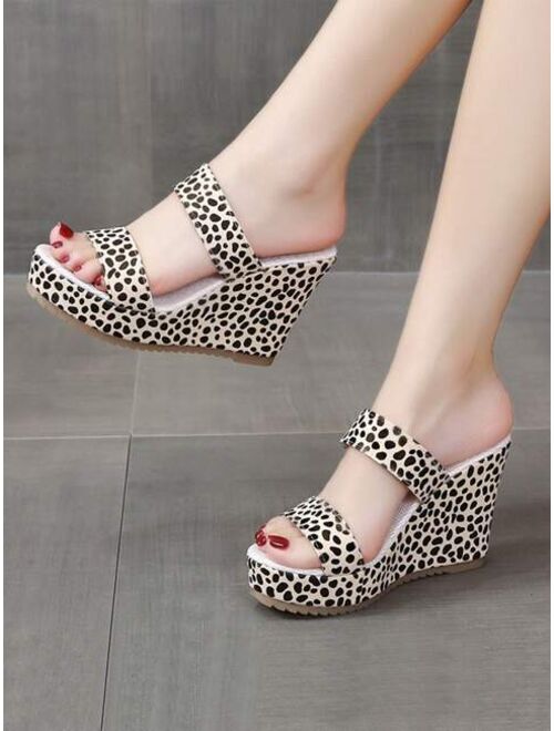 WJZMGFQ Women Dalmatian Print Sandals, Fashion Summer Wedge Slide Sandals