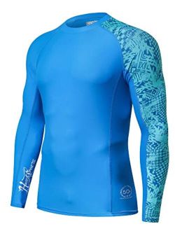 HUGE SPORTS Men's Splice UV Sun Protection UPF 50+ Skins Rash Guard Long Sleeves