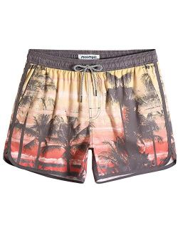 Mens Boys Short 80s 90s Vintage Swim Trunks with Mesh Lining Quick Dry Swim Suits Board Shorts