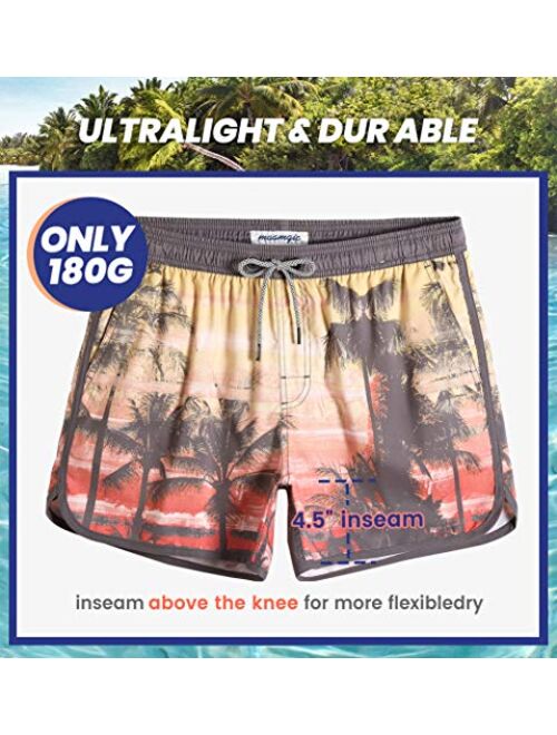 maamgic Mens Boys Short 80s 90s Vintage Swim Trunks with Mesh Lining Quick Dry Swim Suits Board Shorts