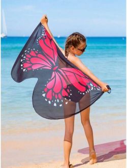 Girls Butterfly Print Cover Up