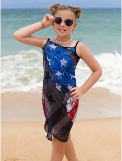 Girls Americana Butterfly Print Cami Cover Up Dress