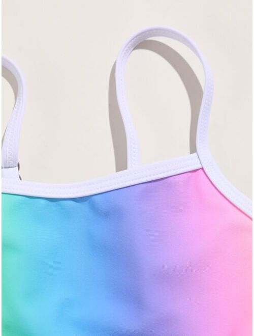 Shein 3pack Girls Ombre Bikini Swimsuit With Skirt
