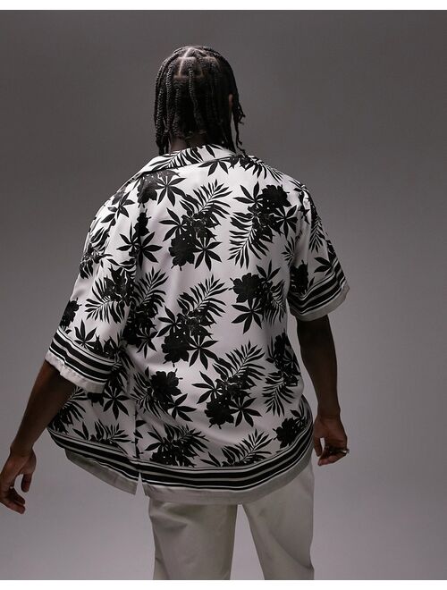 Topman palm border print satin shirt