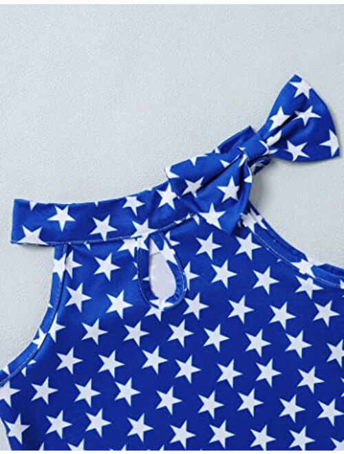 Sinda 4th of July Toddler Girl Outfit American Flag Top Striped Shorts with Waistband Clothes Set for 1-5 Years