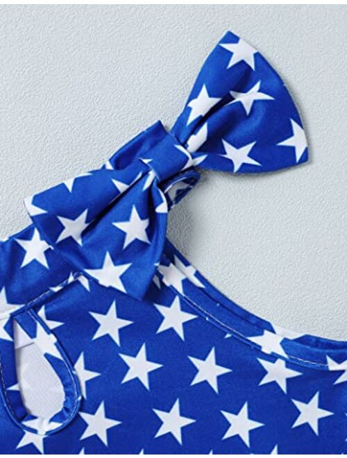 Sinda 4th of July Toddler Girl Outfit American Flag Top Striped Shorts with Waistband Clothes Set for 1-5 Years