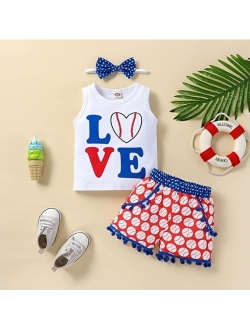 LYQTloml Newborn Baby Girl Clothes 4th of July Outfit Infant Independence Day Cute Toddler Baby Girl Clothes Set 3PC