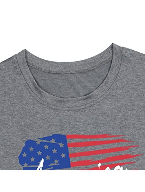 Meesheep American Shirts Women USA Flag T Shirts American Letter Print Shirt Patriotic Tee Shirts USA Tee Tops