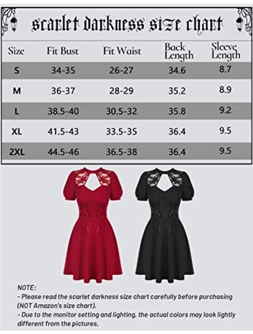 Scarlet Darkness Women Summer Skater Dress Lace Vintage Gothic Dress with Pockets