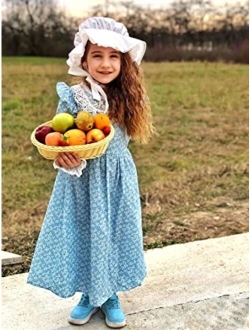 Girl Pioneer Dress Colonial Prairie Dresses for Girls 6-12Y