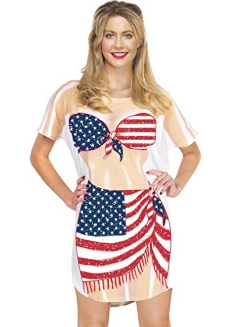 Spadehill Women's Short Sleeve Cute Bikini Print Baggy Swimwear Cover-Up
