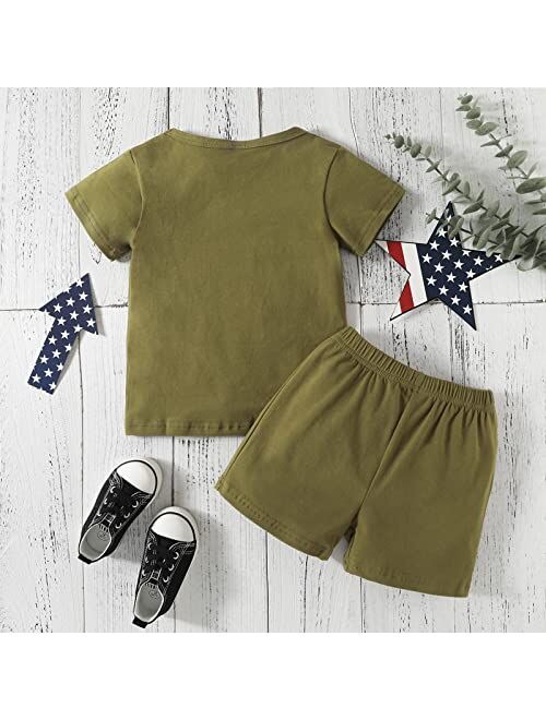 Hinzonek Toddler Baby 4th of July Outfit Overisized Romper Shirts Top Shorts Matching Set USA Independence Day Clothes