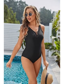One Piece Swimsuits for Women Tummy Control Mesh Bathing Suits