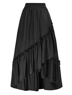 Asymmetrical Skirts for Women Split High Low Skirt Steampunk Pirate Skirts
