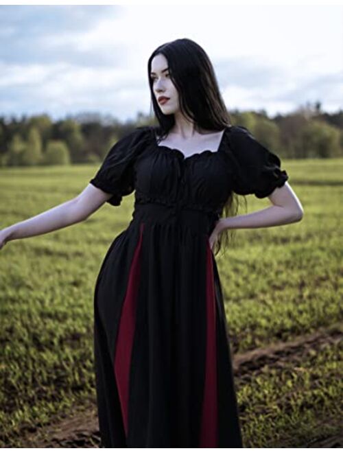 Scarlet Darkness Victorian Dress for Women Renaissance Puff Sleeve Cottagecore Dress
