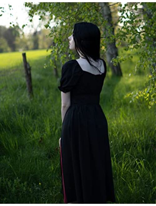 Scarlet Darkness Victorian Dress for Women Renaissance Puff Sleeve Cottagecore Dress