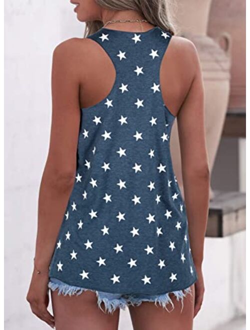 KIDDAD American Flag Tank Tops Women Patriotic Shirt 4th of July Shirts USA Flag Stars Sleeveless T-Shirt Stripes Graphic Tee
