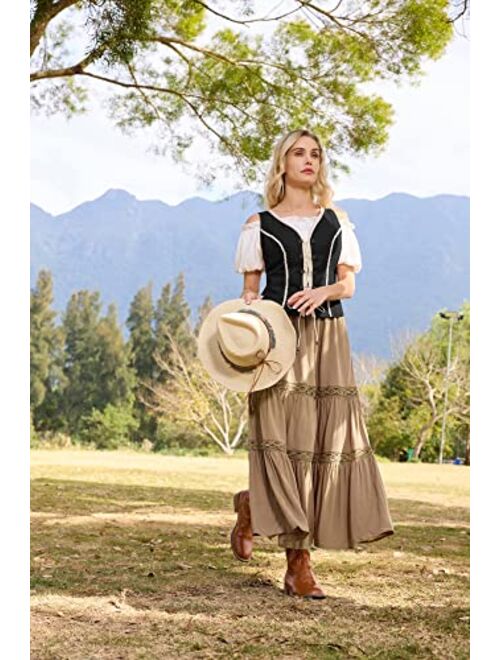 Scarlet Darkness Women Renaissance Vest Linen Vintage Vest Lace-Up Corset Medieval Costume