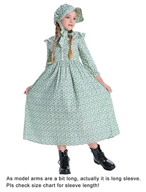 Scarlet Darkness Girls Pioneer Colonial Dress Prairie Costume Dress
