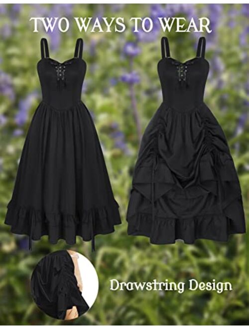 Scarlet Darkness Victorian Dress for Women Midi Vintage Dress Sleeveless Lace-Up Corset Dress
