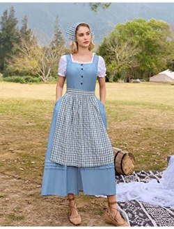 Women Colonial Costume Prairie Dress Pioneer 3 Pieces Set Historical Dress