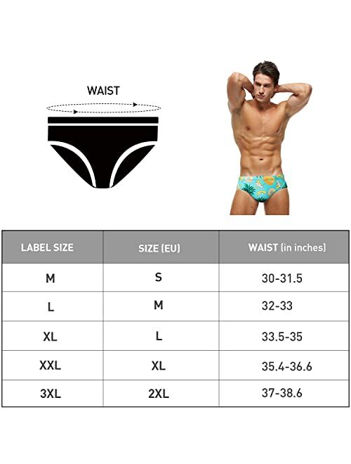 Arcweg Men's Swimming Trunks Briefs Low Waist with Removable Pad Swimwear Elastic Beach Shorts Boxers Underwear