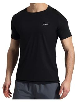 VAYAGER Men's Swim Shirts Rash Guard UPF 50+ Short Sleeve Quick Dry Loose Fit Water Surfing Shirt