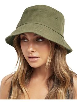 Bucket Hats for Women Washed Cotton Packable Summer Beach Sun Hats Mens Womens Bucket Hat with Strings for Travel