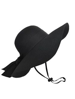 Wide Brim Womens Sun Hat Straw Beach UV Protection Hats Summer Caps UPF50