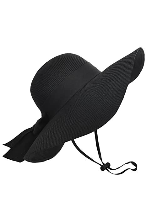 FURTALK Wide Brim Womens Sun Hat Straw Beach UV Protection Hats Summer Caps UPF50+