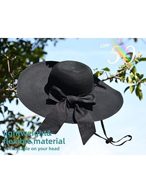 FURTALK Wide Brim Womens Sun Hat Straw Beach UV Protection Hats Summer Caps UPF50+