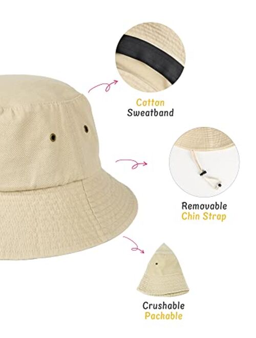 FURTALK Kids Bucket Hat Cotton Summer Toddler Sun Hat for Boys Girls Bucket Hat with Strings
