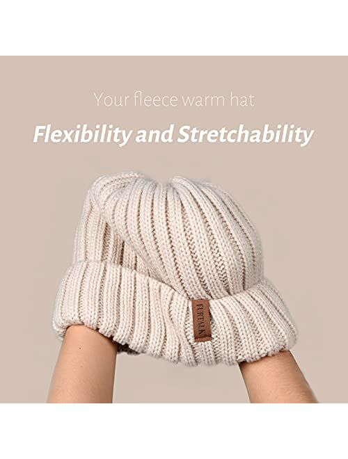 FURTALK Winter Hats for Women Fleece Lined Beanie Cable Knit Chunky Beanies Womens Snow Cap