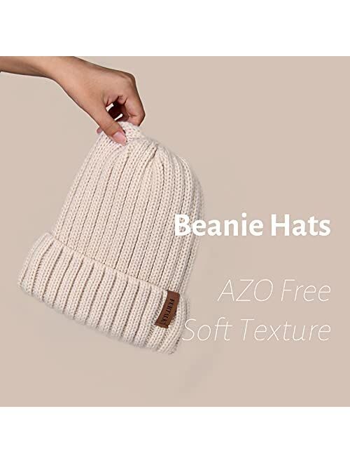 FURTALK Winter Hats for Women Fleece Lined Beanie Cable Knit Chunky Beanies Womens Snow Cap