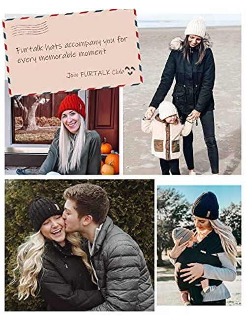 FURTALK Winter Hats for Women Fleece Lined Beanie Cable Knit Chunky Beanies Womens Snow Cap