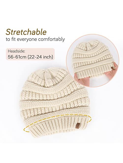 FURTALK Winter Beanie Hat for Women Satin Lined Cable Knit Chunky Slouchy Beanies Skull Warm Cap