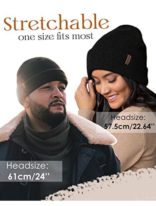 FURTALK Beanie for Men Women Cuffed Plain Skull Hat Unisex Winter Knit Cap Men and Womens Beanie