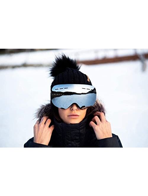 FURTALK Womens Winter Knitted Beanie Hat with Faux Fur Pom 2 Packs Warm Knit Skull Cap Beanie for Women