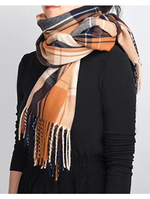 FURTALK Winter Scarf for Women Shawl Cashmere Feel Tassel Plaid Large Oversized Scarves Wraps