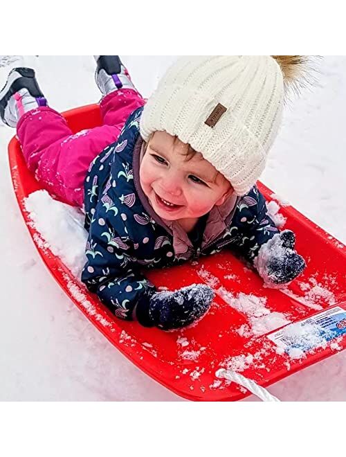 FURTALK Toddler Beanie Satin Lined Baby Boys Girls Winter Hats Pom Pom Beanies for Kids