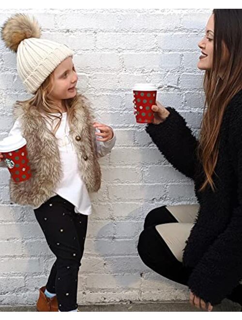 FURTALK Toddler Beanie Satin Lined Baby Boys Girls Winter Hats Pom Pom Beanies for Kids