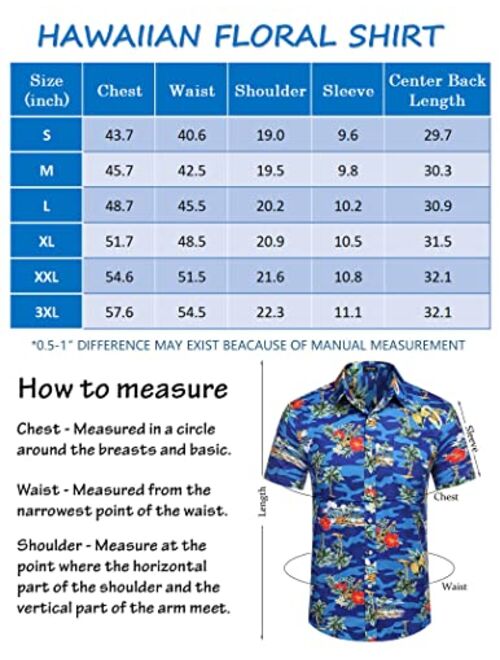 COOFANDY Mens Hawaiian Shirts Short Sleeve Casual Button Down Tropical Beach Shirt