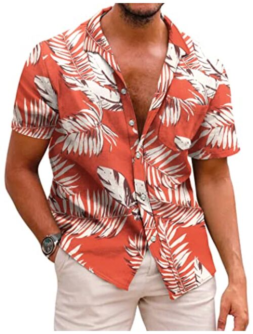 COOFANDY Mens Hawaiian Shirts Short Sleeve Casual Button Down Tropical Beach Shirt