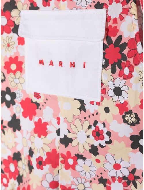 Marni Kids all-over floral print dungarees