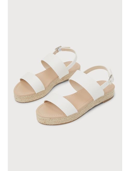 Lulus Callidora Off White Raffia Flatform Sandals
