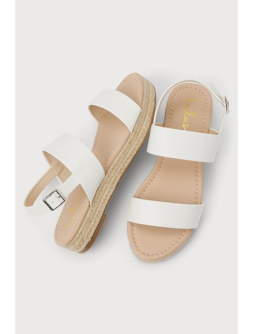 Lulus Callidora Off White Raffia Flatform Sandals
