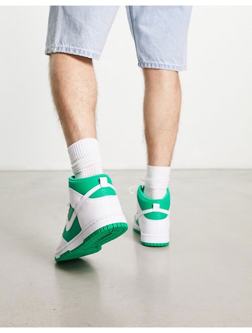 Nike Dunk Retro High sneakers in white and green