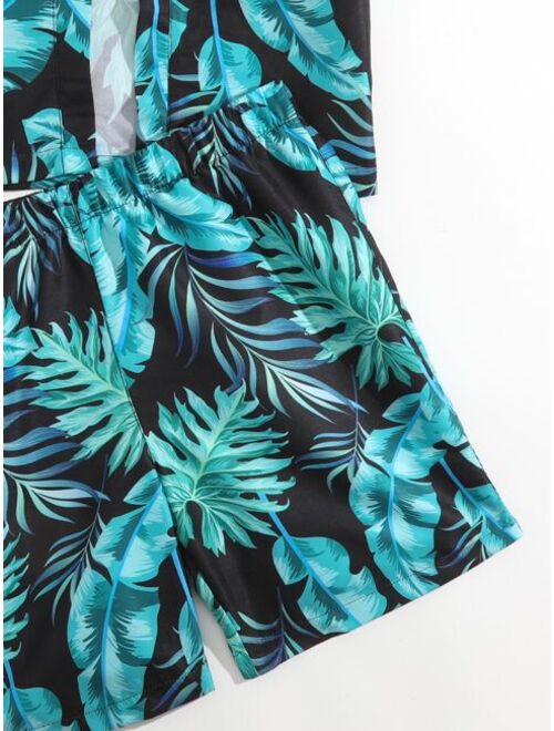 Shein Boys Tropical Print Kimono & Beach Shorts